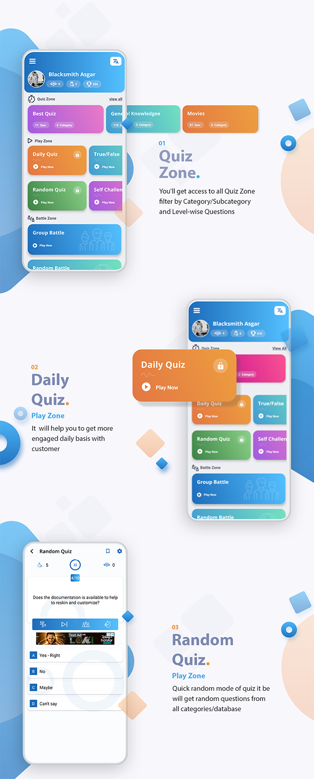 Quiz Online App with Earning System
